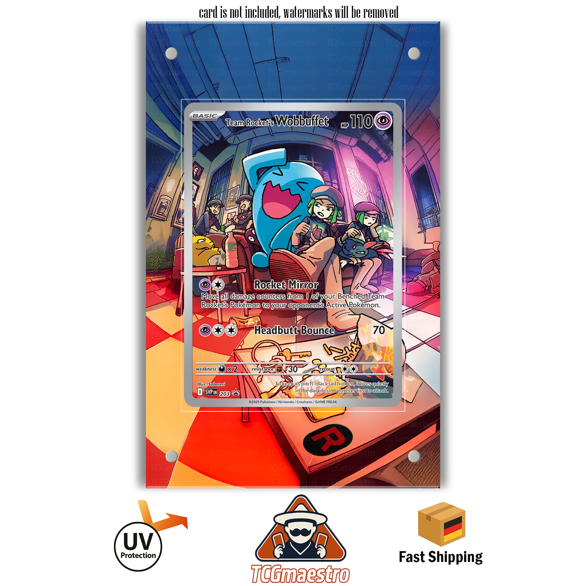 Pokmon Cards Extended Artwork Acrylic Case Protector - Destined Rivals  Team Rocket Wobbuffet Wobbuffet Promo  TCGmaestro