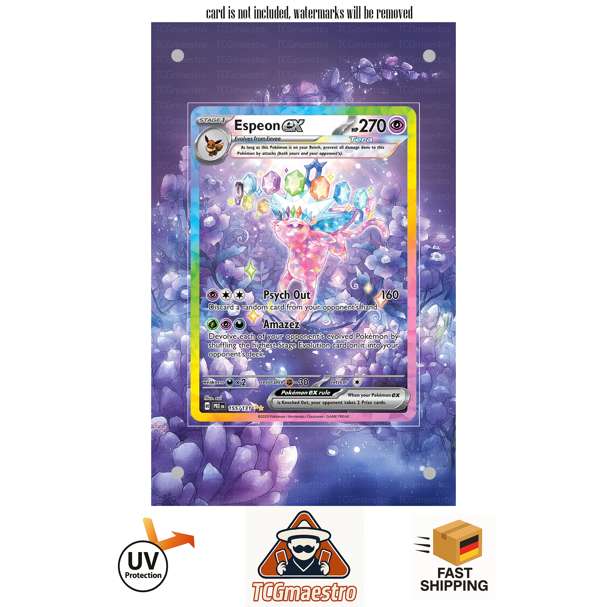 Psiana Espeon 155/131 Pokemon Extended Artwork protective Display Case Schutz