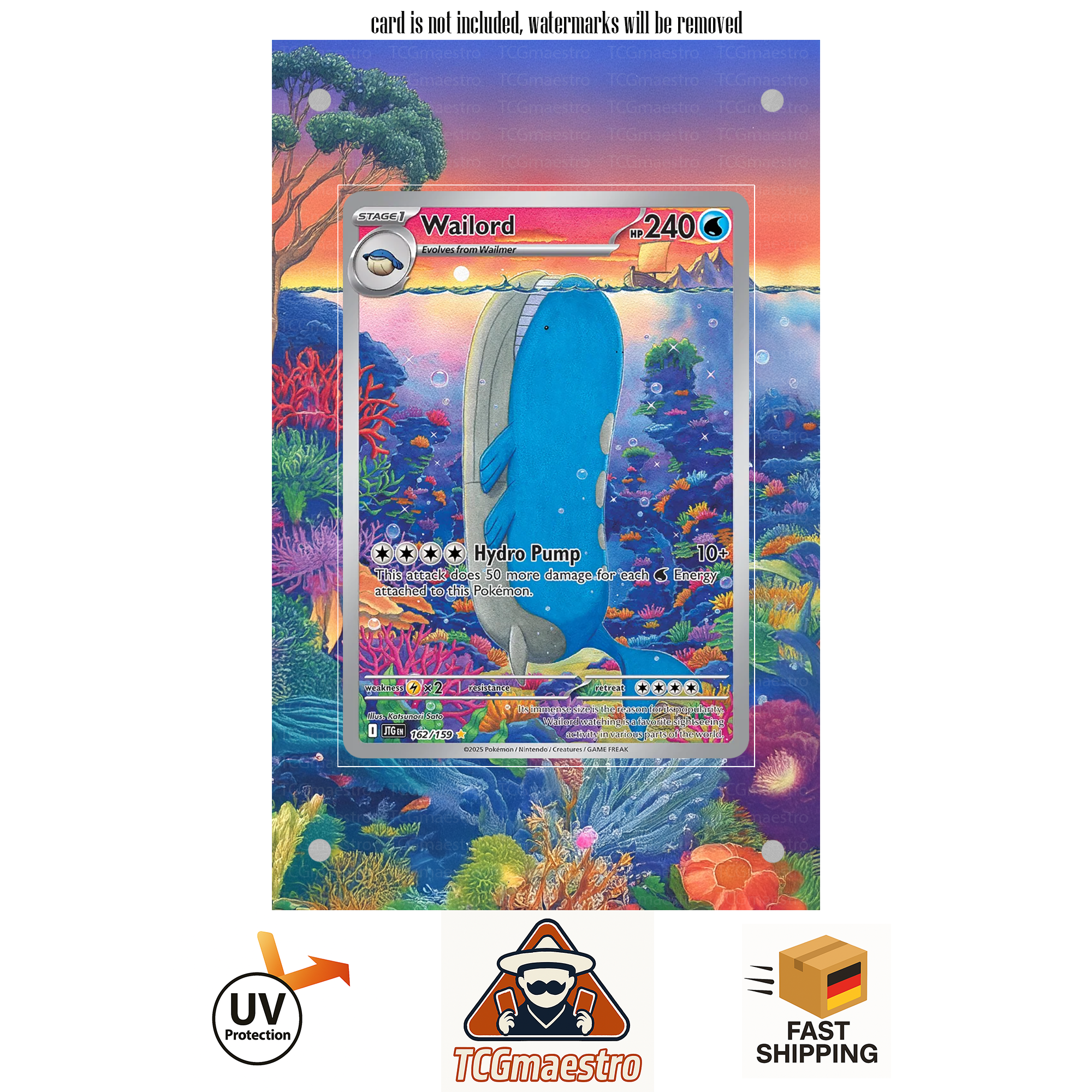 Wailord JTG 162/159 Pokémon Extended Artwork Rahmen & Schutzhülle