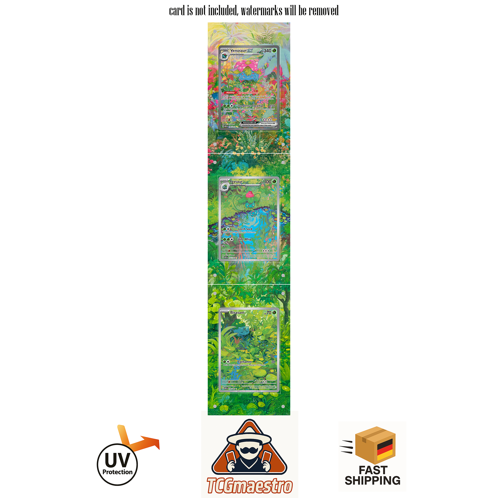 Bulbasur Ivysaur Venusaur Pokemon Extended Artwork protective Display Case