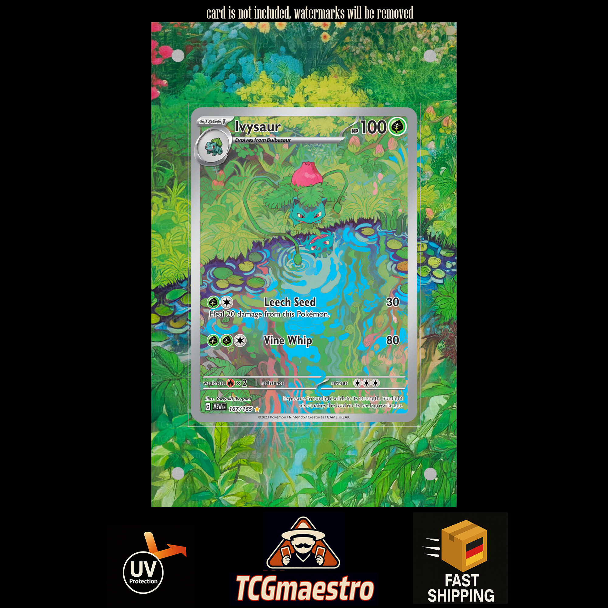 Bisaknosp Ivysaur 167/165 Pokemon Extended Artwork protective Display Case Schutz