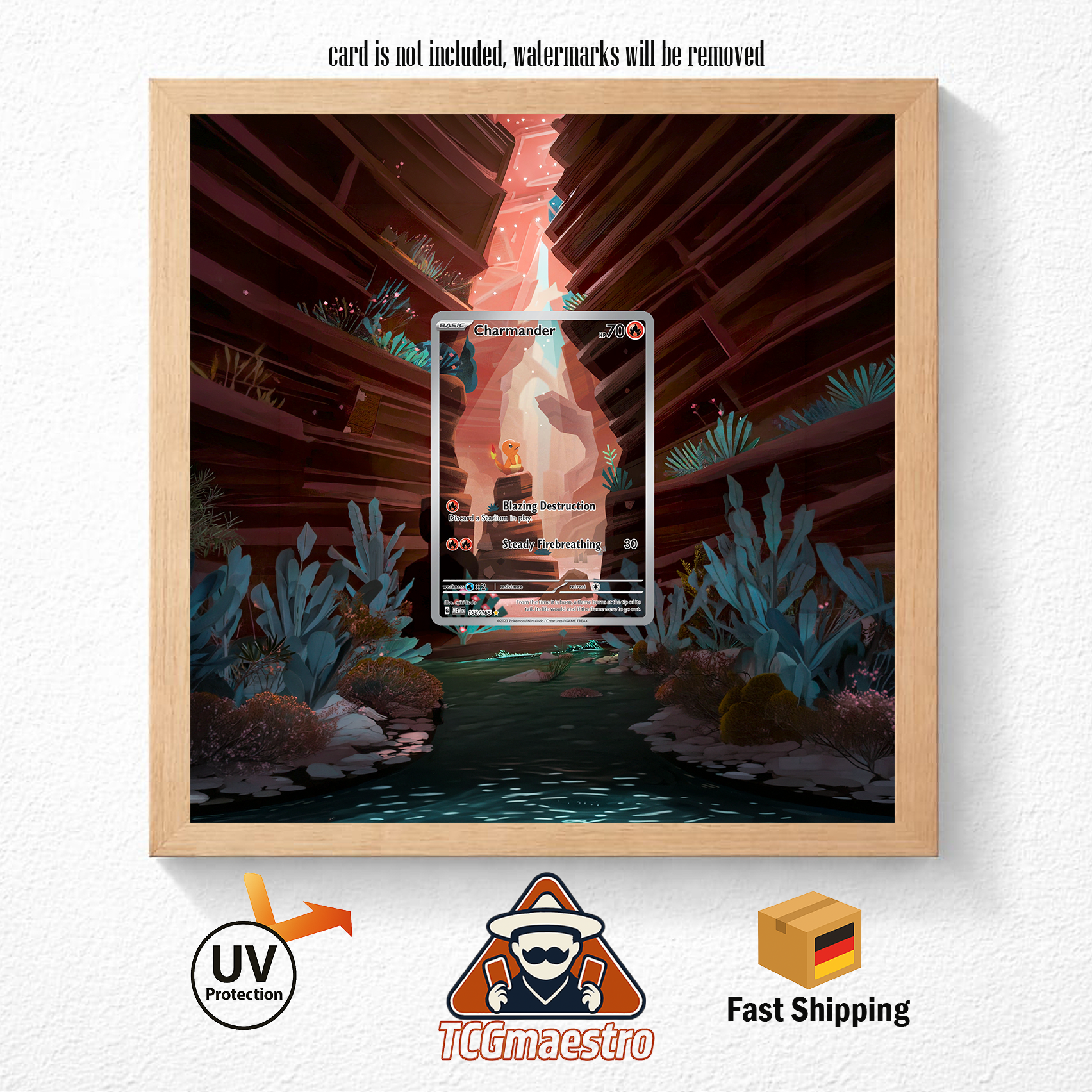 Bilderrahmen Pokémon 151 Glumanda Charmander Display Art Frame