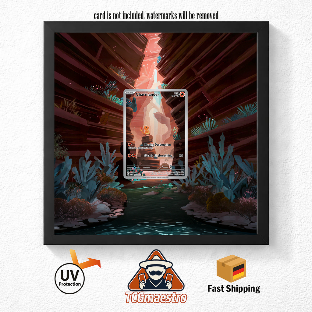 Bilderrahmen Pokémon 151 Glumanda Charmander Display Art Frame
