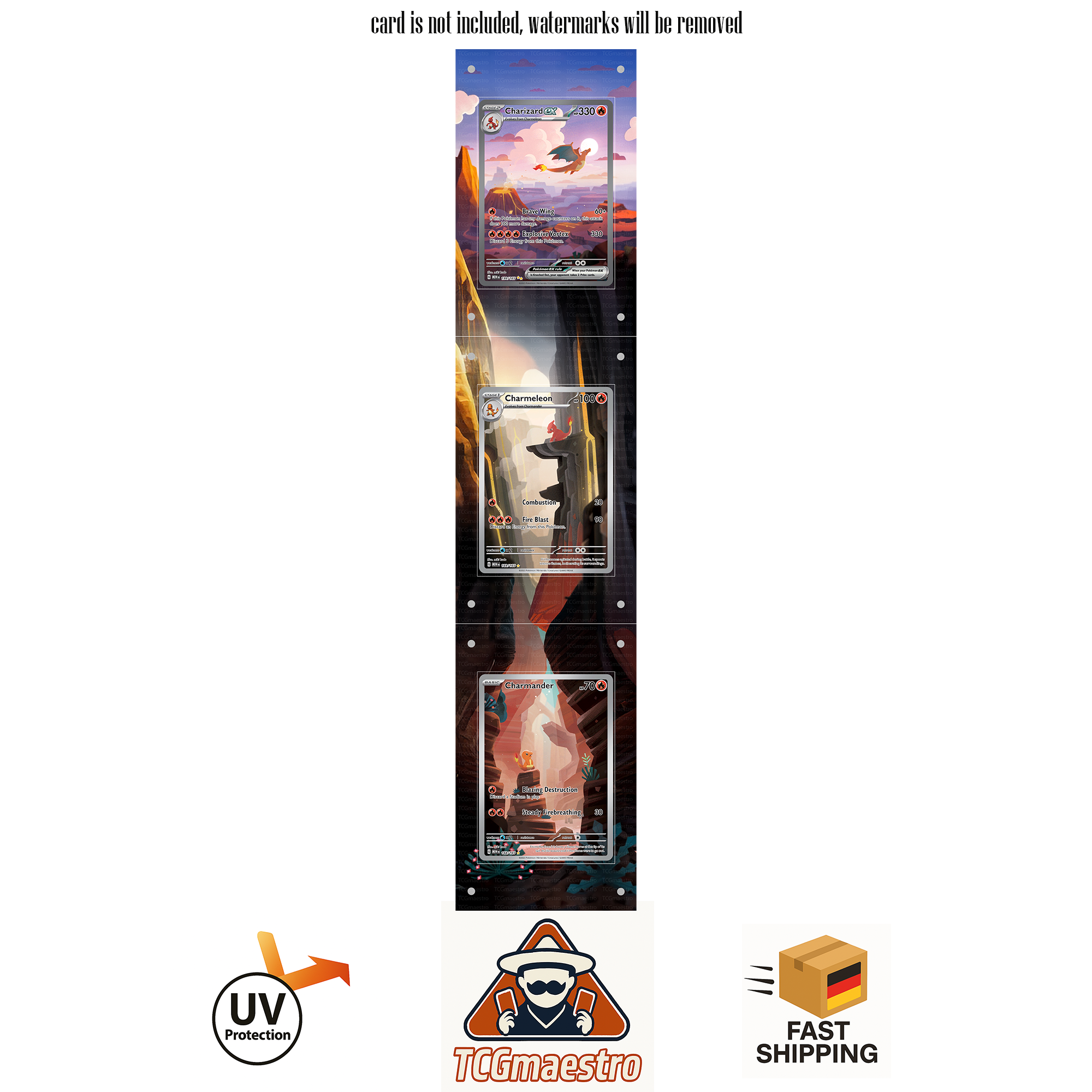 Charmander Charmeleon Charizard Pokemon Extended Artwork protective Display Case