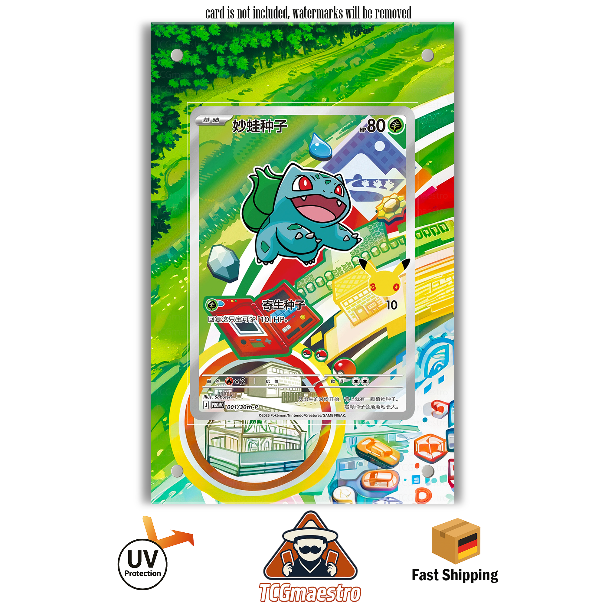First Partners Glumanda Bisasam Schiggy MEG Pokémon Extended Artwork Rahmen
