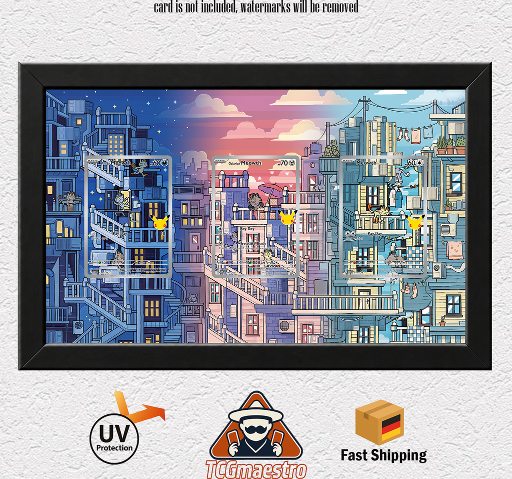 Mauzi Meowth 30th Pokémon Bilderrahmen Display Art Frame