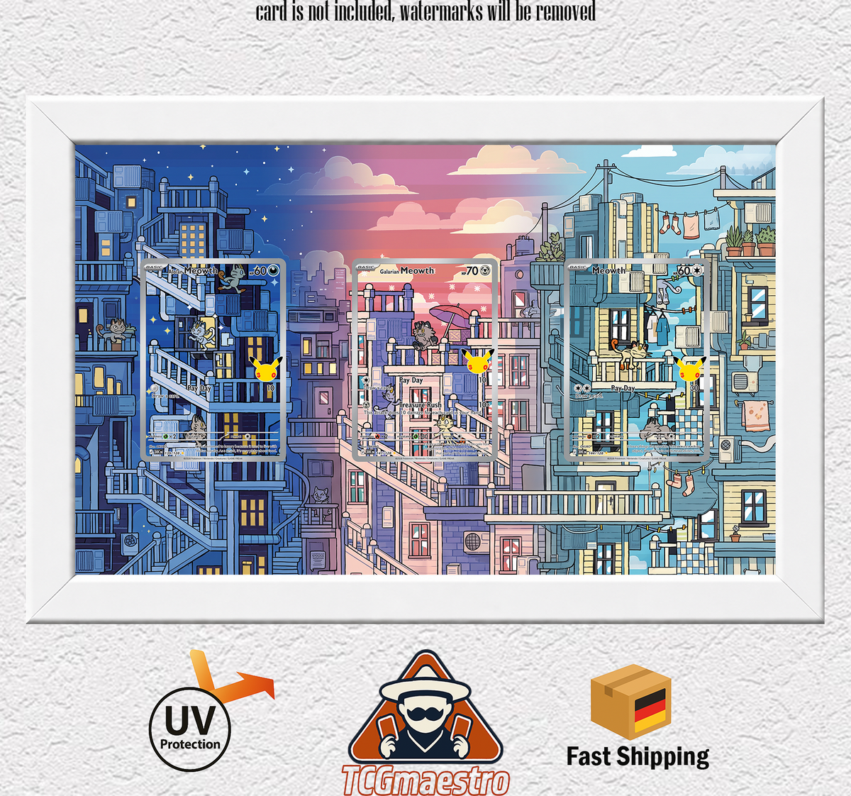 Mauzi Meowth 30th Pokémon Bilderrahmen Display Art Frame