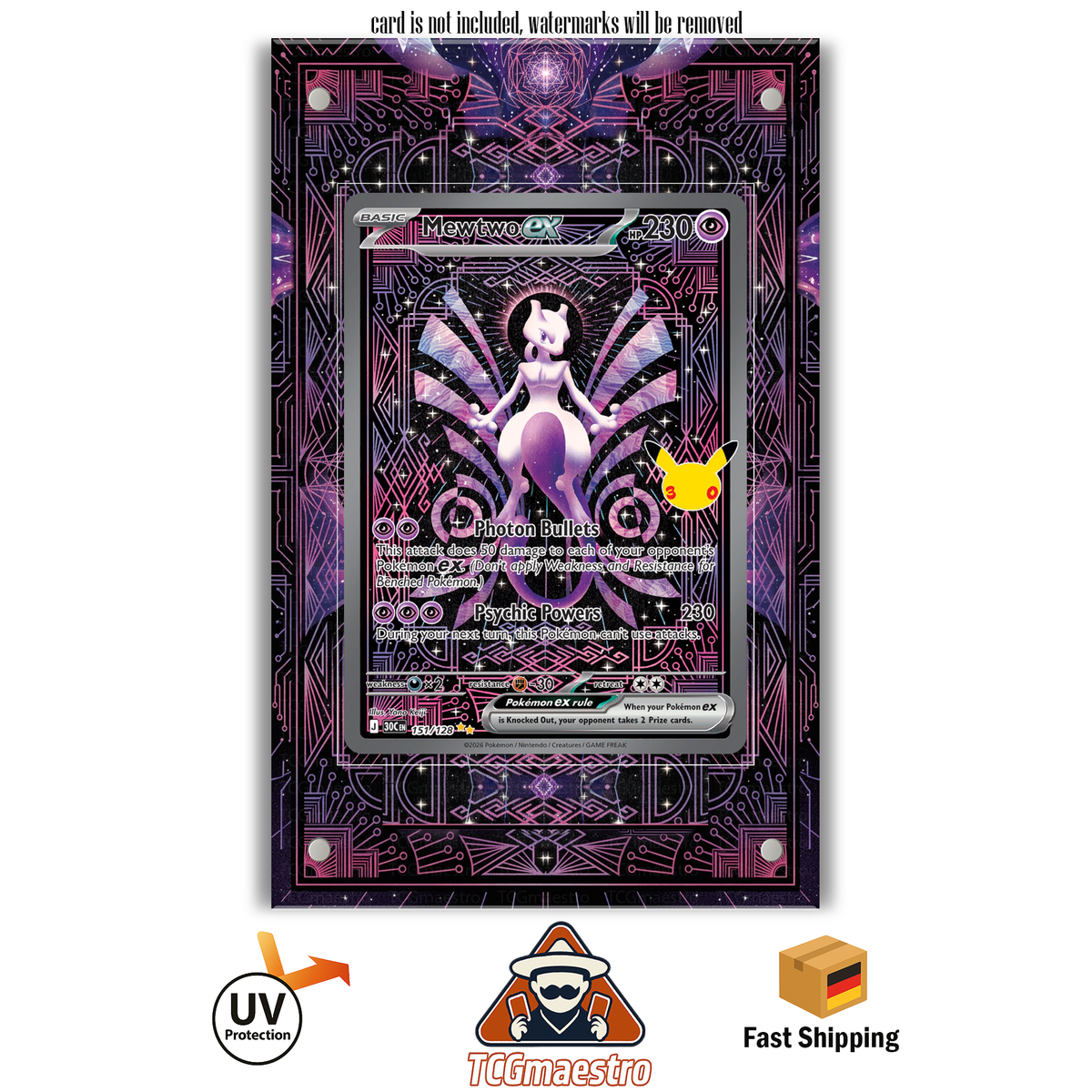 Mewtwo Mewtu 30th 151 Pokémon Extended Artwork Rahmen