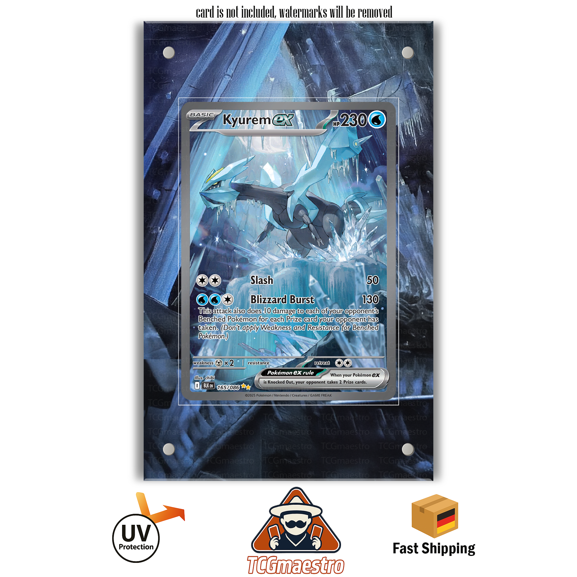 Kyurem BLK 165/086 Pokémon Extended Artwork Rahmen & Schutzhülle