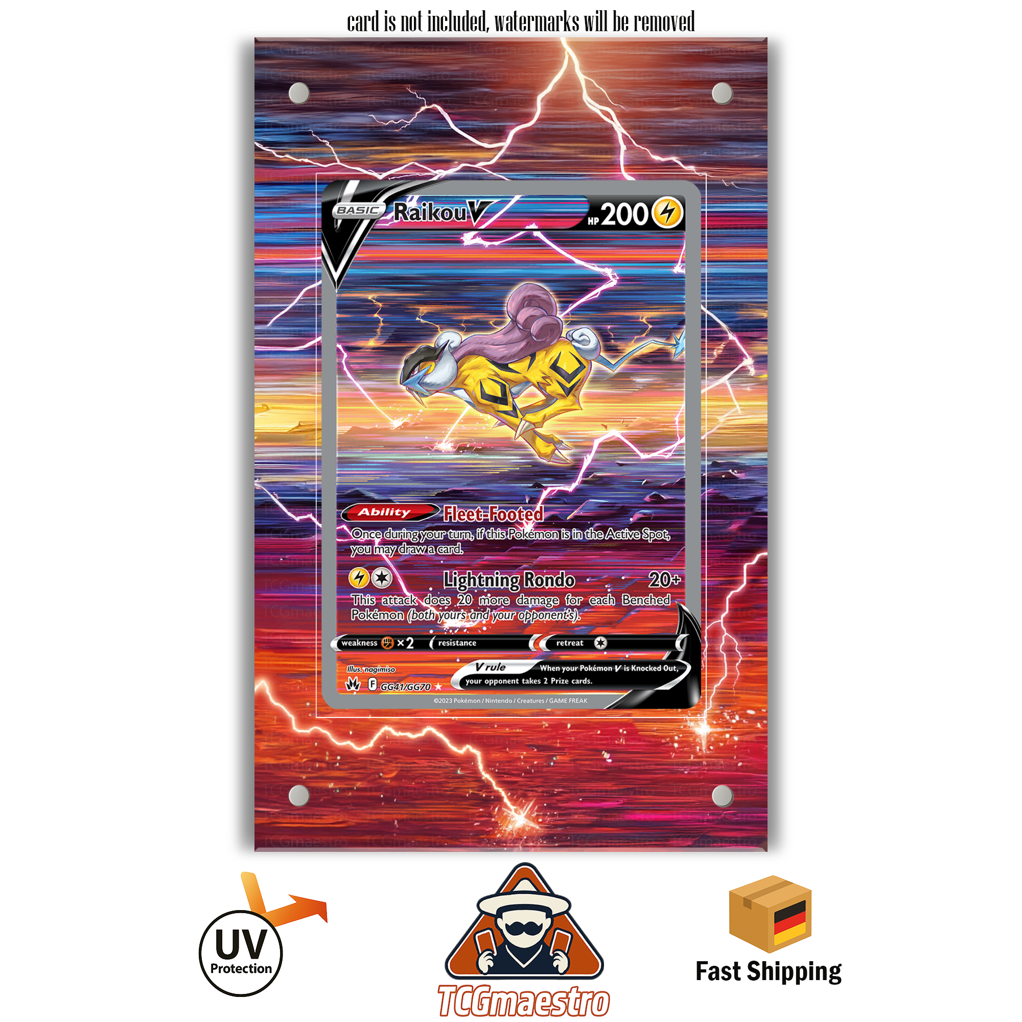 Raikou CRZ GG41 Pokémon Extended Artwork Rahmen & Schutzhülle