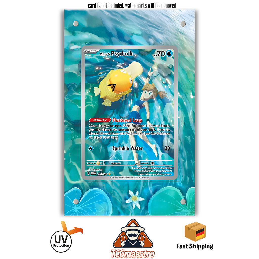 Pokmon Destined Rivals Mistys Duck, Psyduck - Extended Artwork Acrylic Case Protection TCGmaestro Pokmon Destined Rivals Mistys Duck, Psyduck - Extended Artwork Acrylic Case Protection TCGmaestro