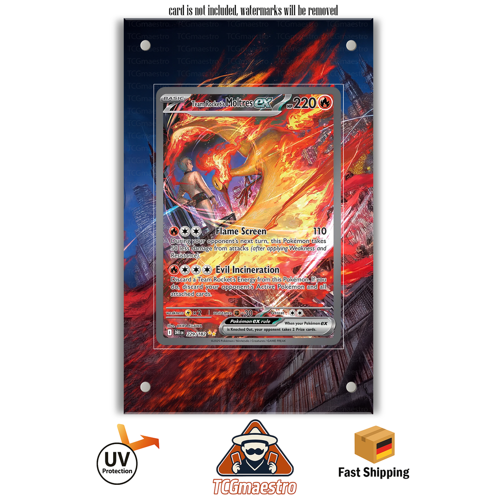 Lavados Moltres DRI 229/182 Pokémon Extended Artwork Rahmen & Schutzhülle
