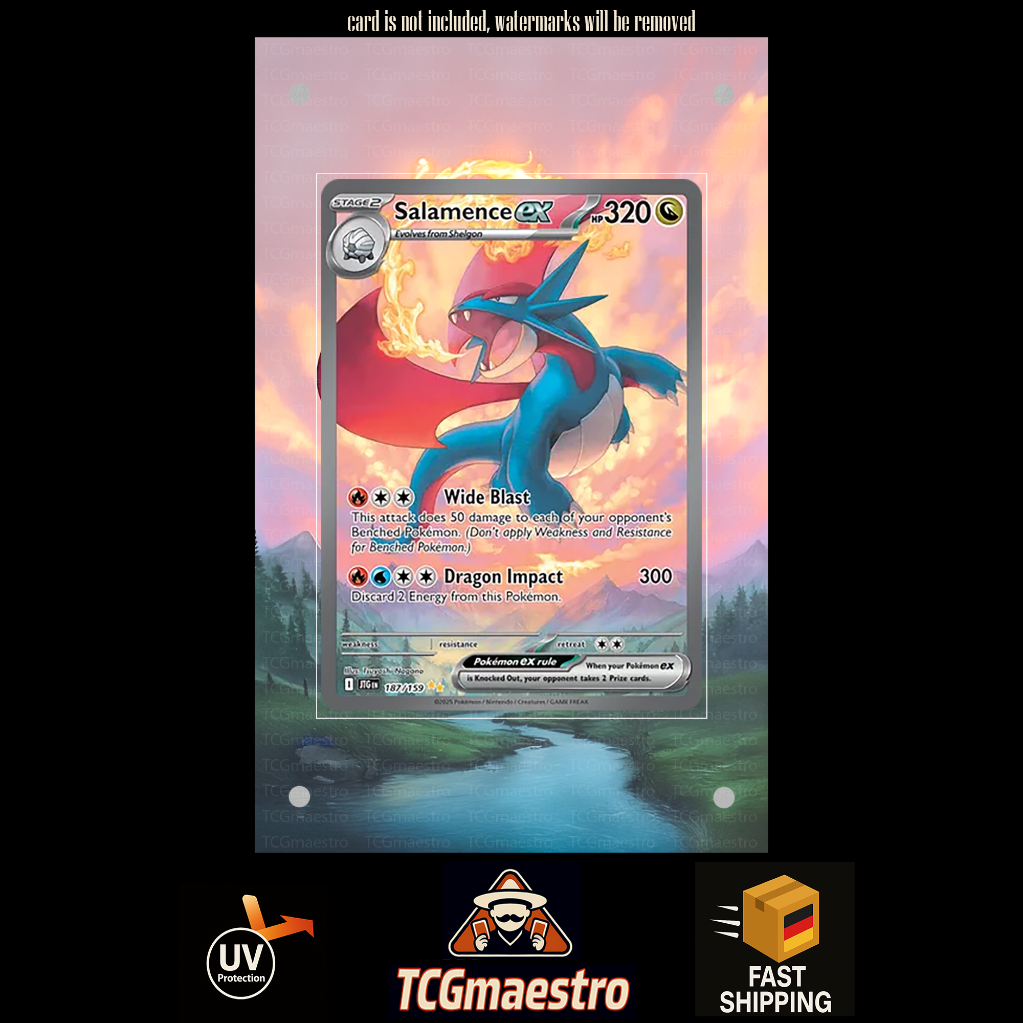 Brutalanda Salamence 187/159 Pokemon Extended Artwork protective Display Case