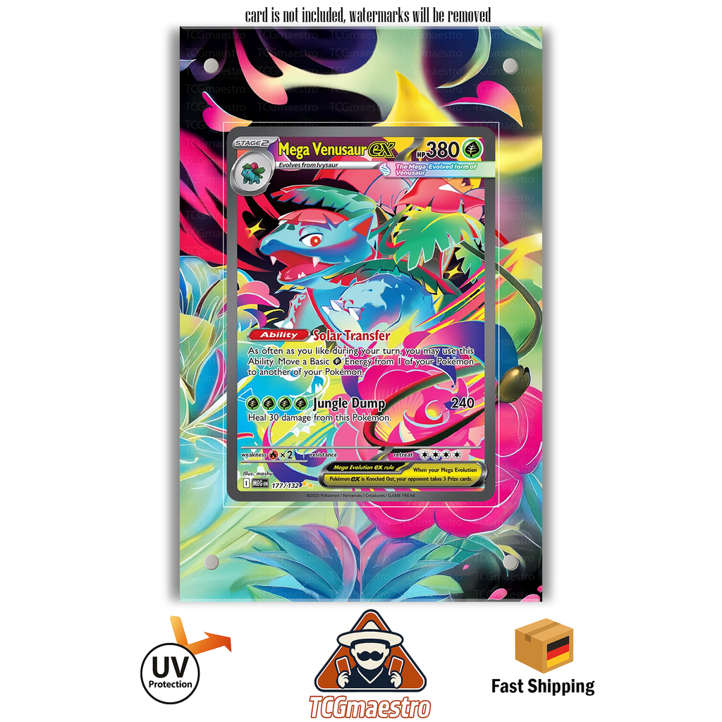 Mega Bisaflor Venusaur 177/132 Pokémon Extended Artwork Rahmen & Schutzhülle