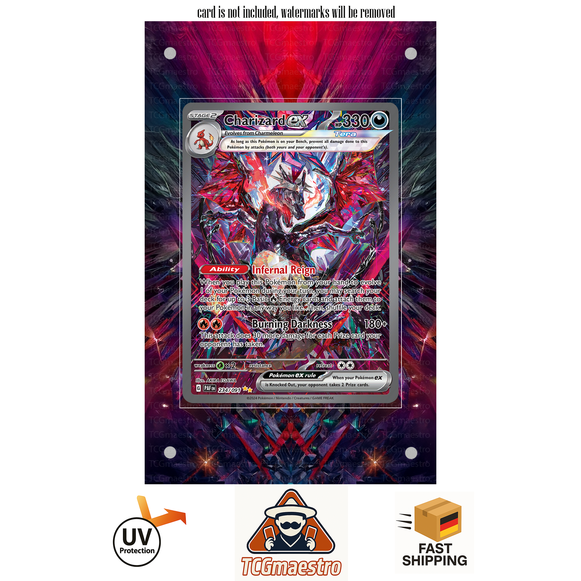 Glurak Charizard 234/091 Pokemon Extended Artwork protective Display Case Schutz