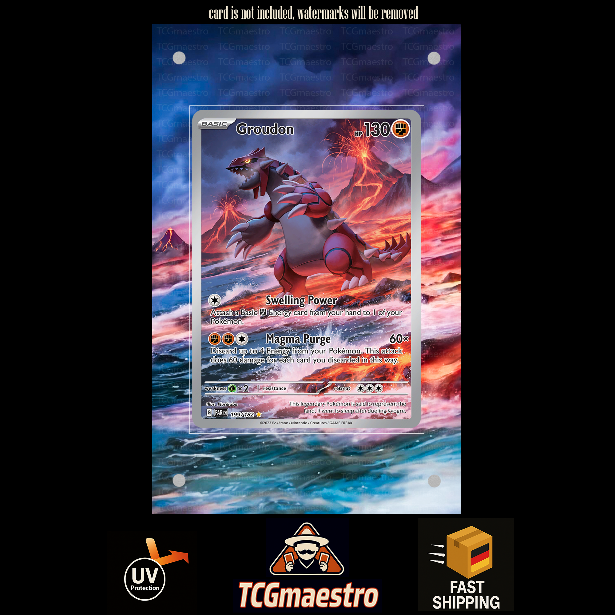 Groudon 199/182 Pokemon Extended Artwork protective Display Case Schutzhülle