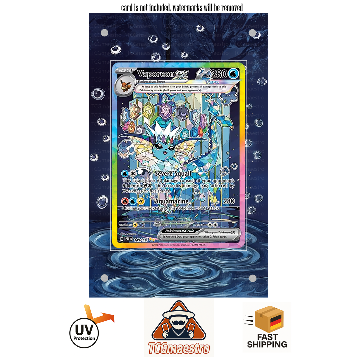 Aquana Vaporeon 149/131 Pokemon Extended Artwork protective Display Case