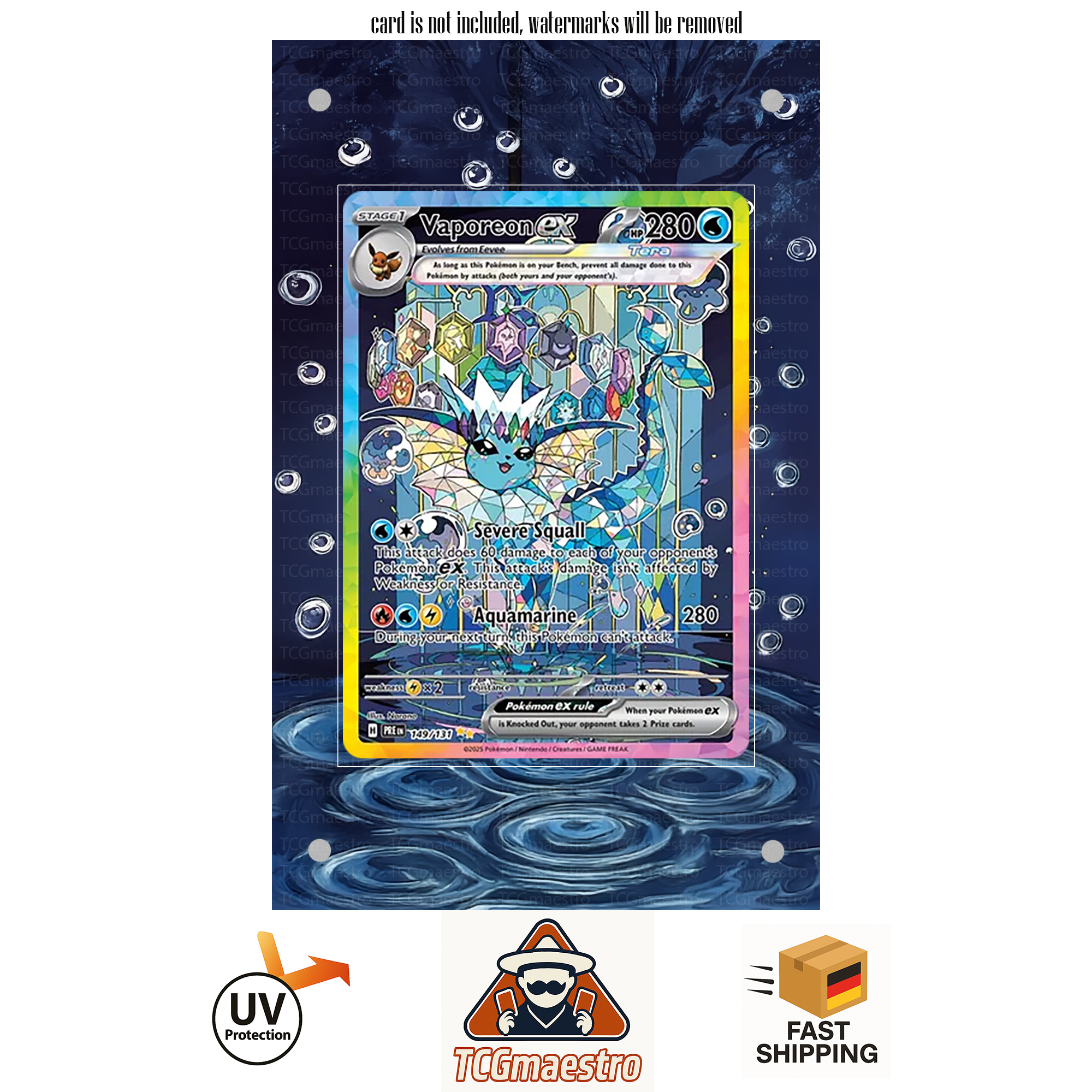 Aquana Vaporeon 149/131 Pokemon Extended Artwork protective Display Case