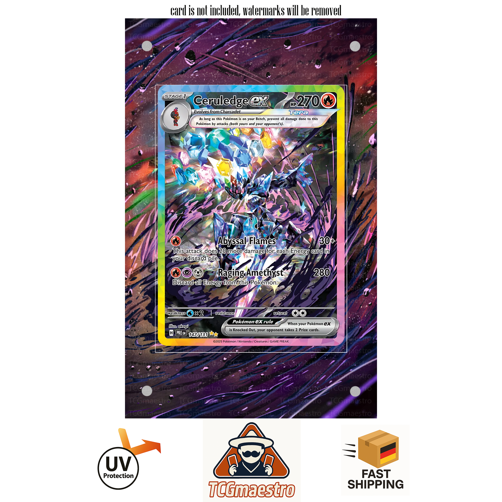 Azugladis Ceruledge 147/131 Pokemon Extended Artwork protective Display Case
