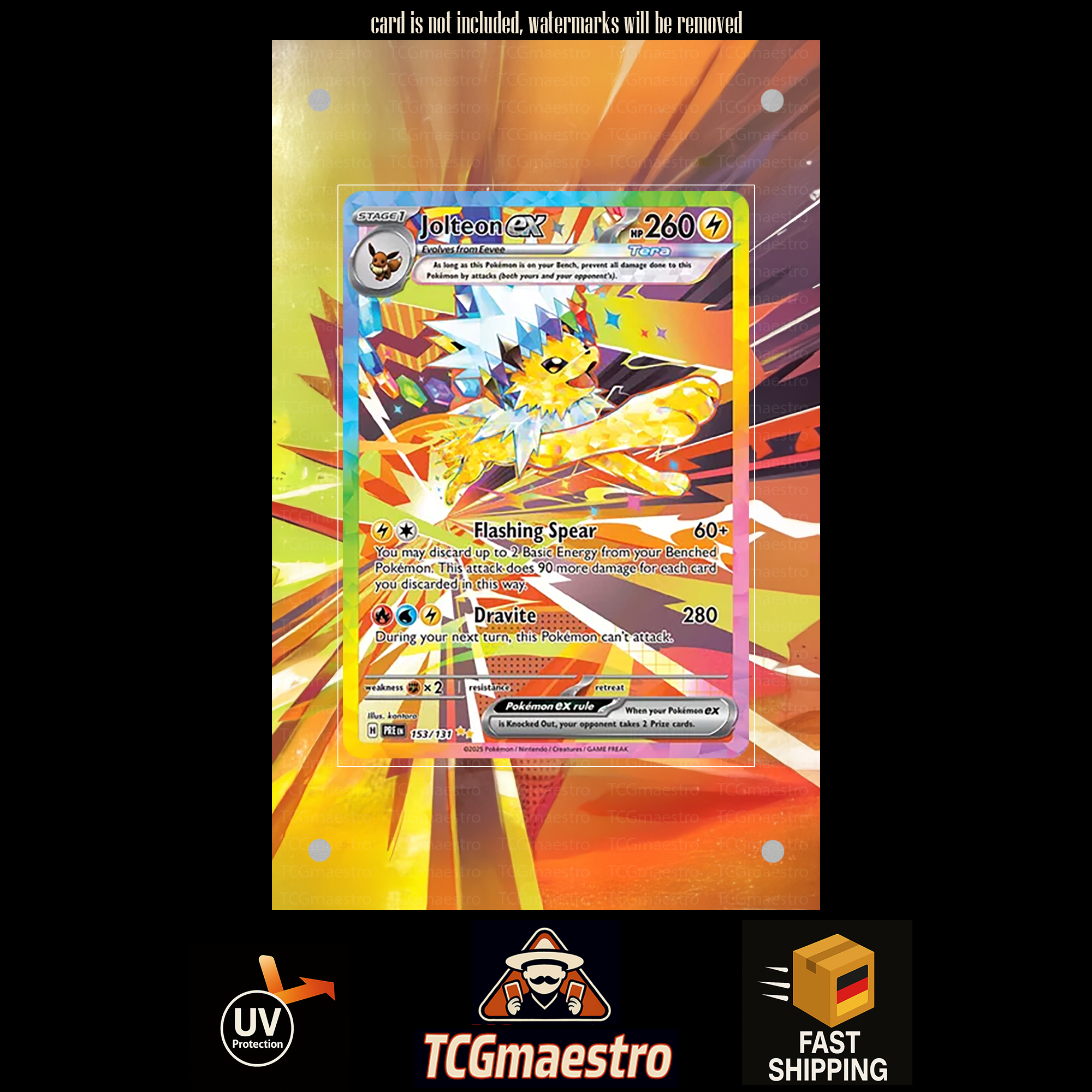 Blitza Jolteon 153/131 Pokemon Extended Artwork protective Display Case Schutz
