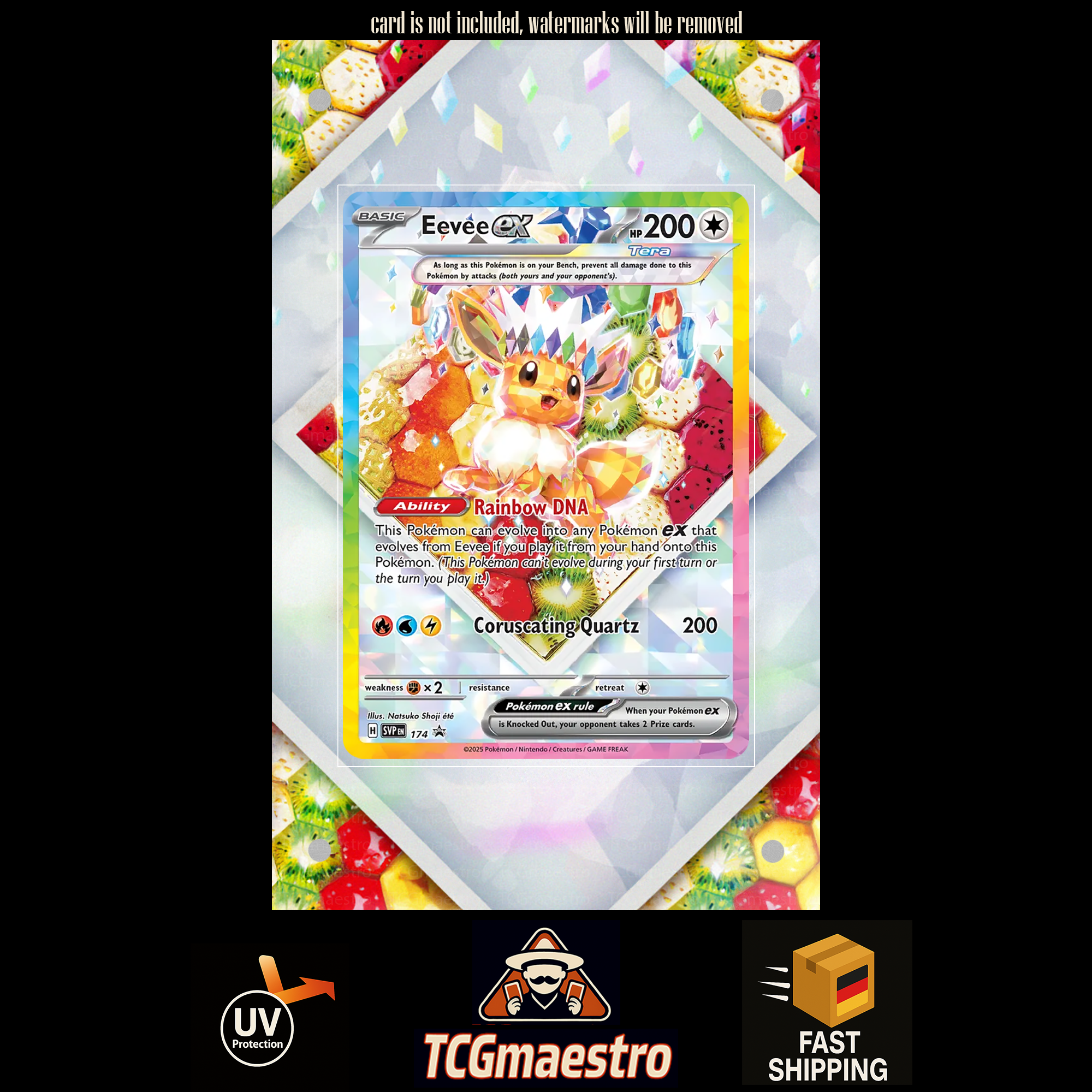Evoli Eevee Promo 174 Pokemon Extended Artwork protective Display Case Schutz