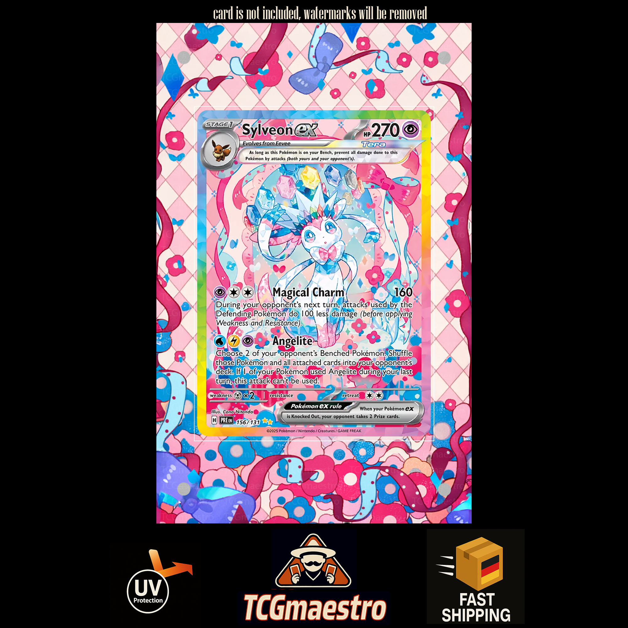 Feelinara Sylveon 156/131 Pokemon Extended Artwork protective Display Case Schutz