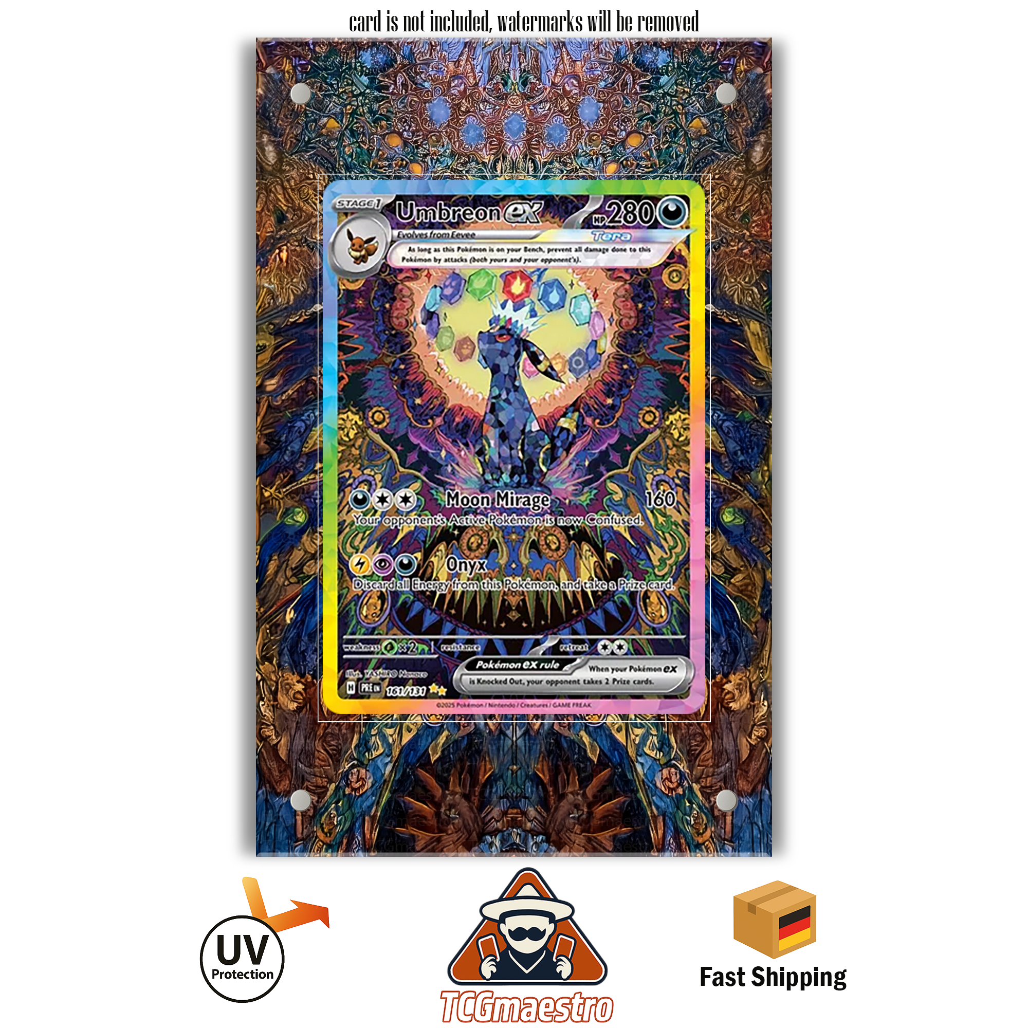 Nachtara Umbreon PRE 161/131 Pokémon Extended Artwork Rahmen & Schutzhülle