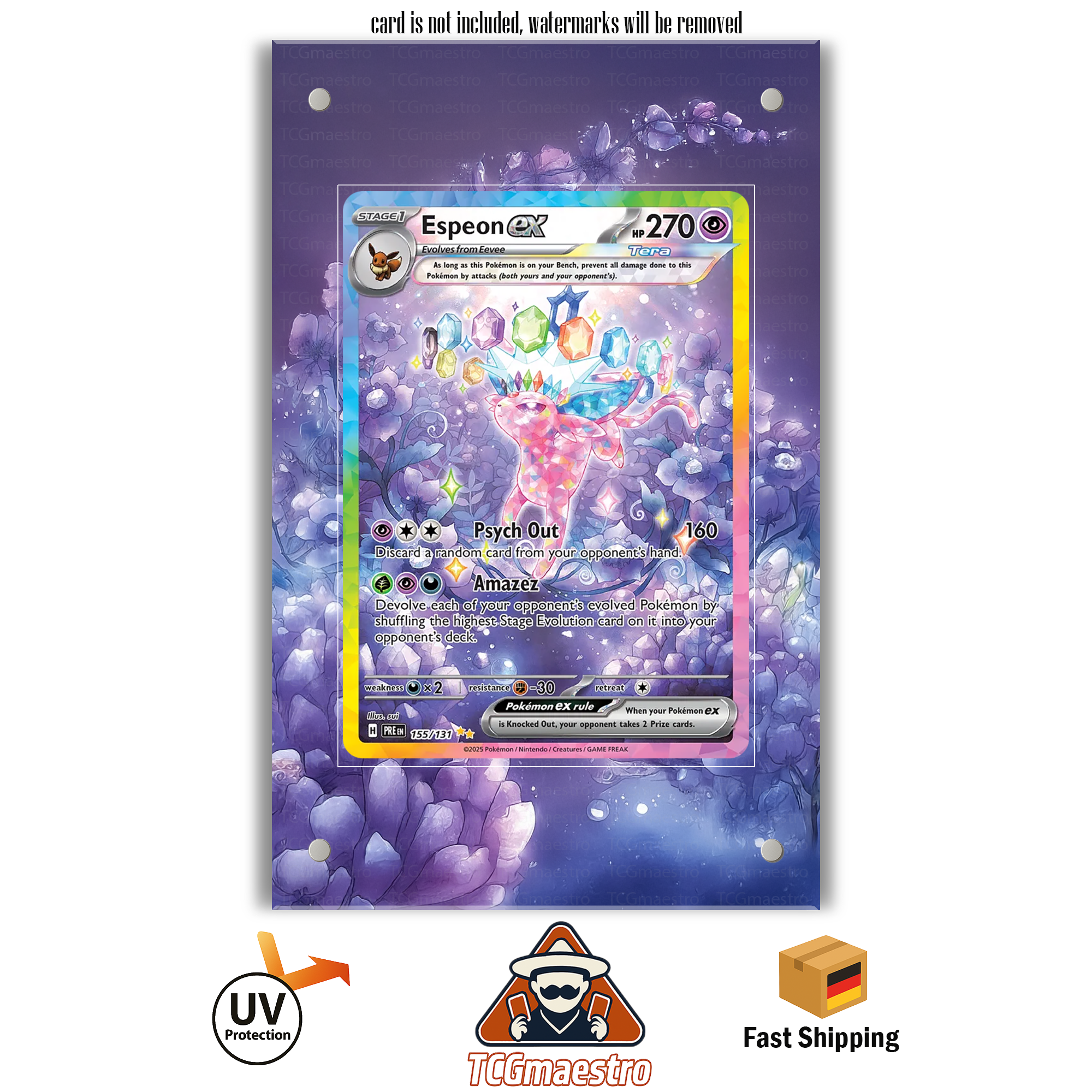 Psiana Espeon PRE 155/131 Pokémon Extended Artwork Rahmen & Schutzhülle
