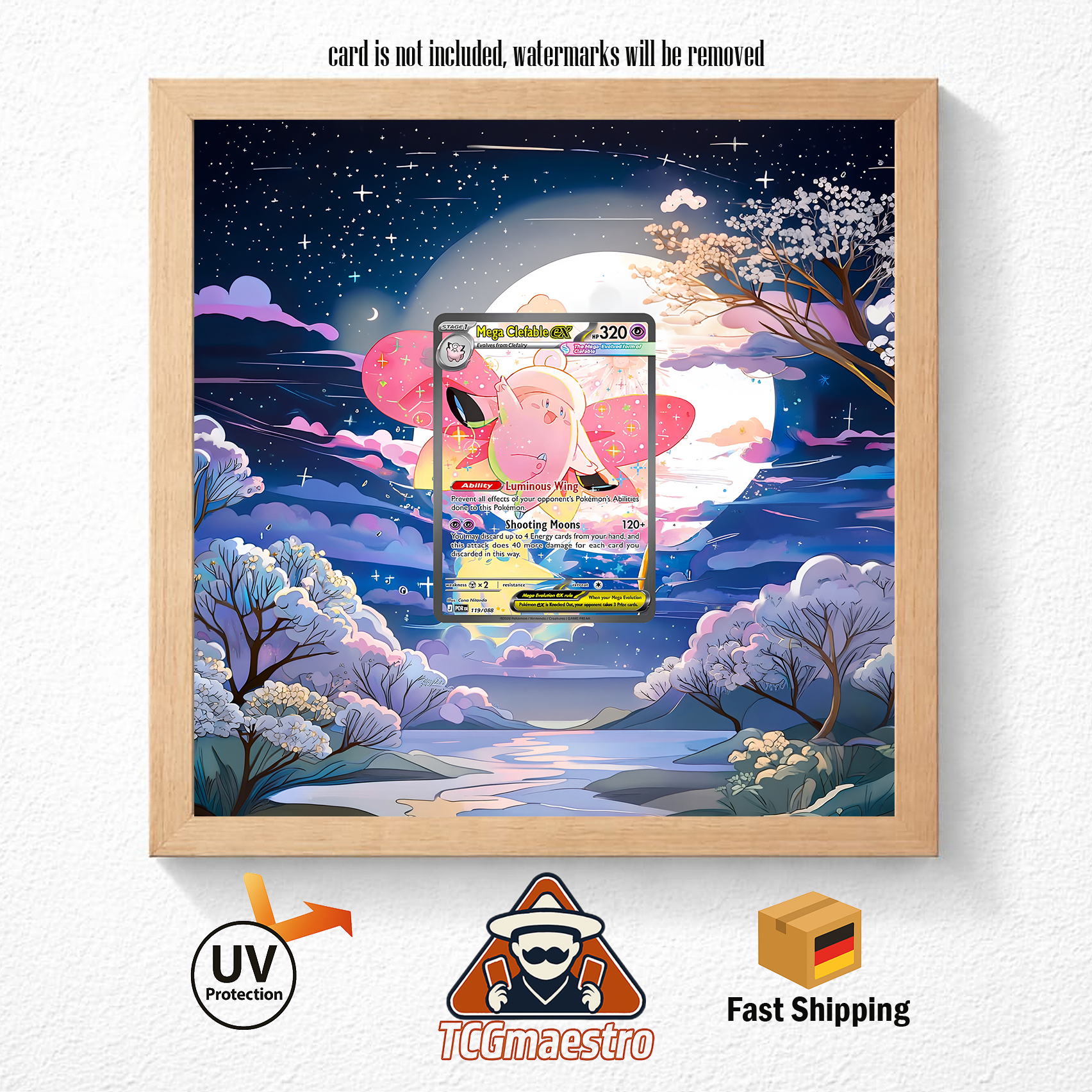 Bilderrahmen Pokémon Pixi Clefable POR 119 Display Art Frame