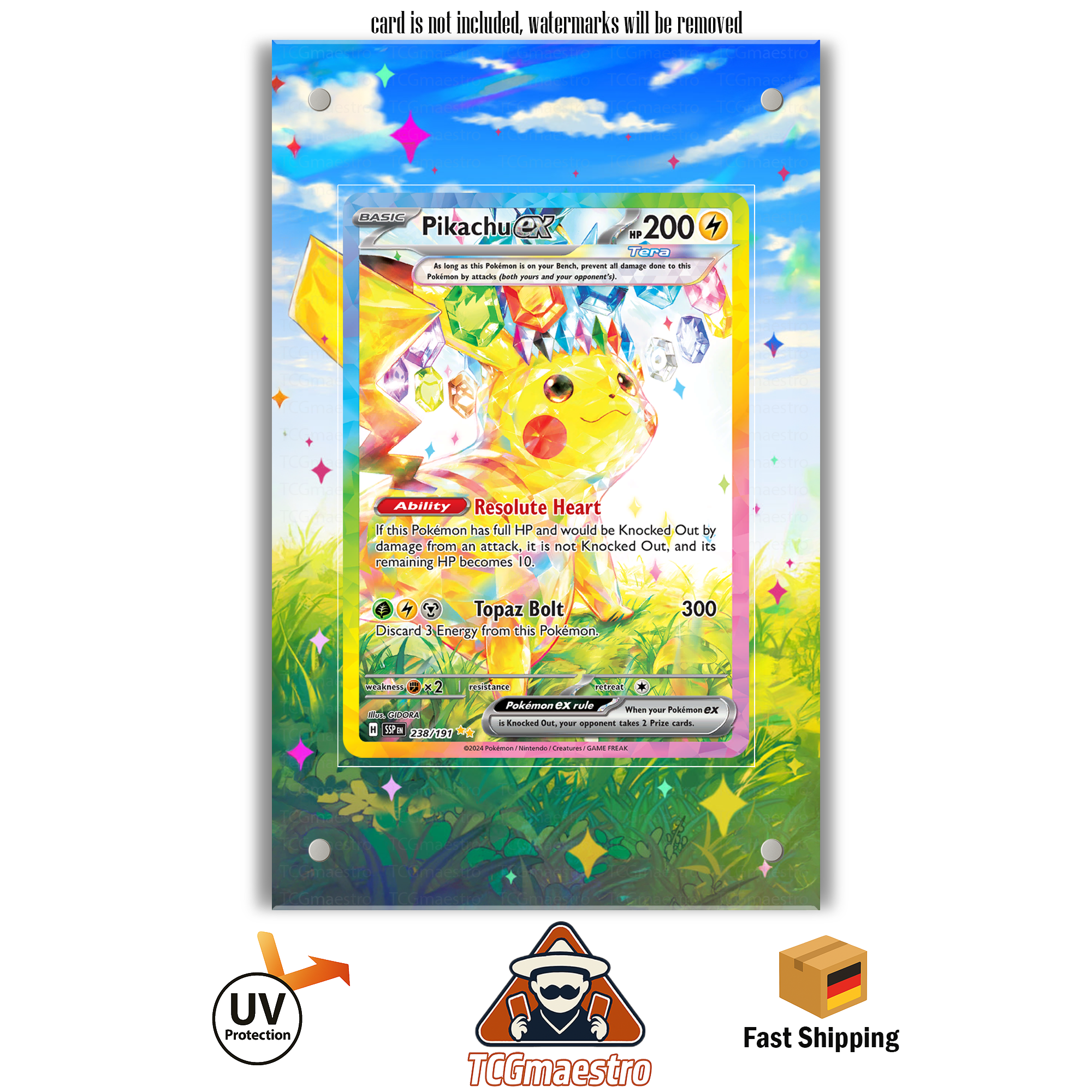 Pikachu SSP 238/191 Pokémon Extended Artwork Rahmen & Schutzhülle