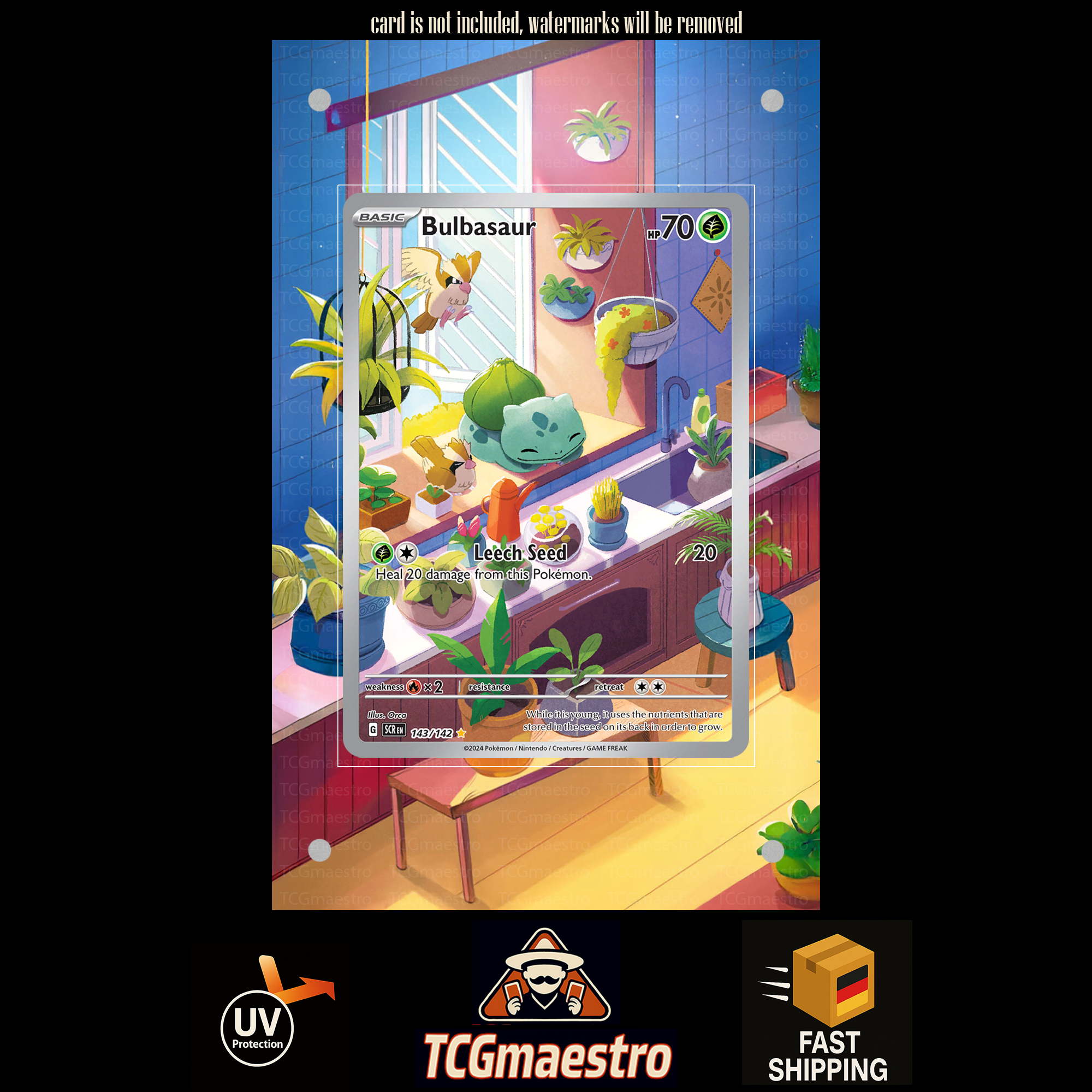 Bisasam Bulbasaur 143/142 Pokemon Extended Artwork protectiv Display Case Schutz