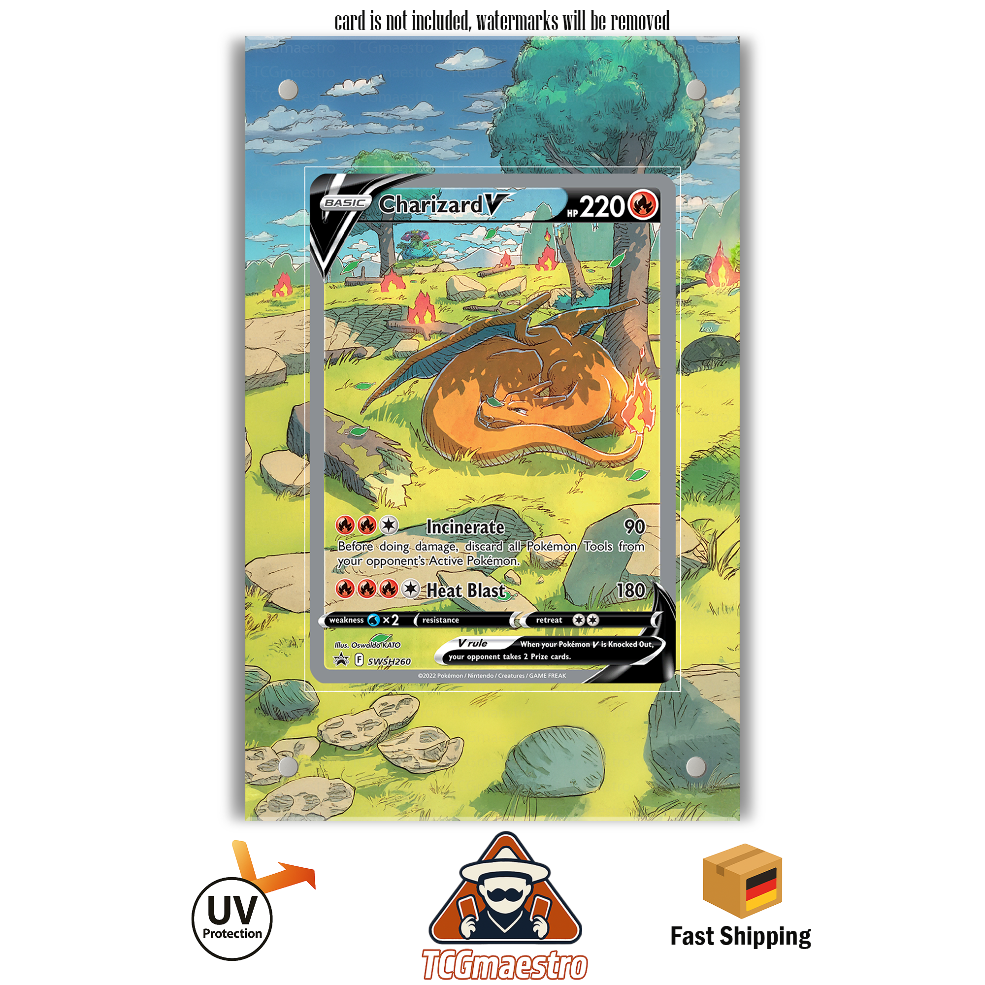 Charizard Glurak SWSH260 Pokémon Extended Artwork Rahmen