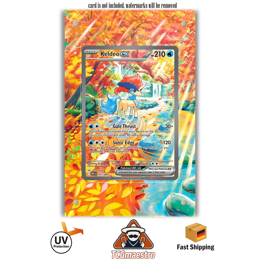 Keldeo WHT 167/086 Pokémon Extended Artwork Rahmen & Schutzhülle