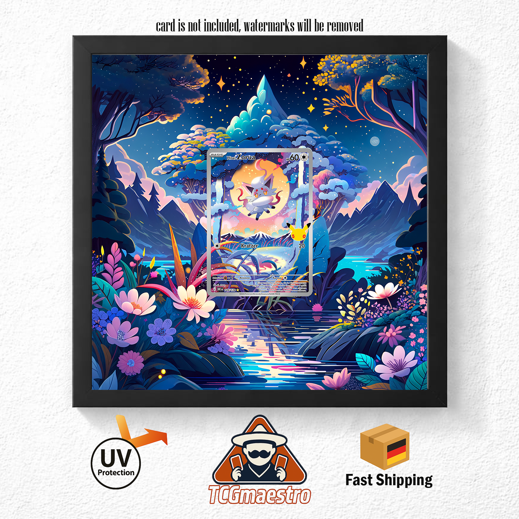 Bilderrahmen Pokémon Zorua 30th 145 Promo Display Art Frame